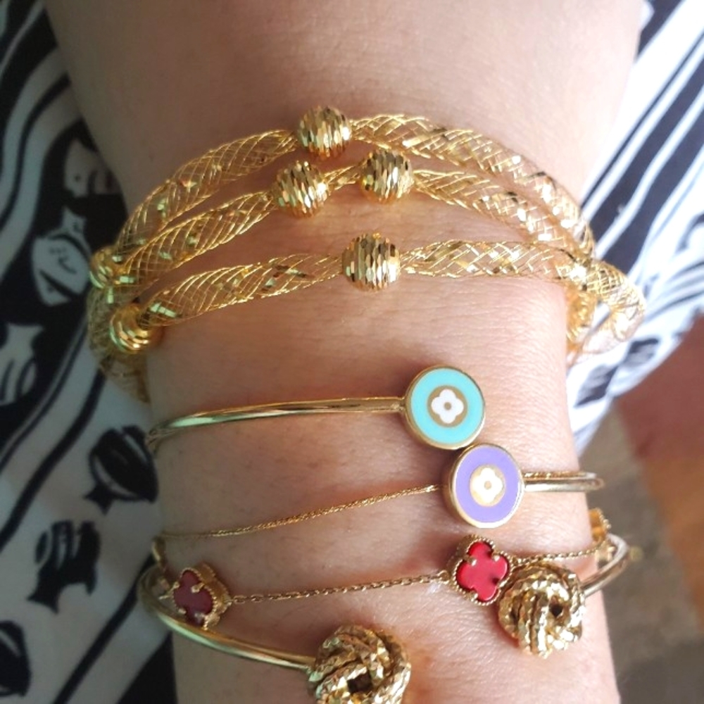 18K SOLID GOLD TRIPLE BRACELET stamped 18k